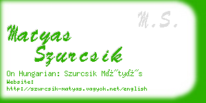 matyas szurcsik business card